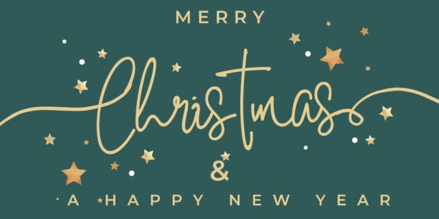 Green and Gold Minimalist Holiday Greeting Merry Christmas Card